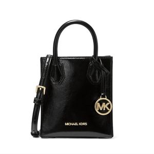 MICHAEL KORS- Mercer Extra-Small Patent Crossbody Bag- Patent Leather- Black